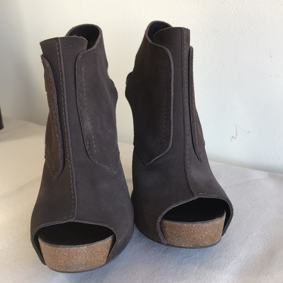 Pedro Garcia stilletto Heel sz 38.5 open toe back strap brown suede cork footbed - Picture 2 of 12